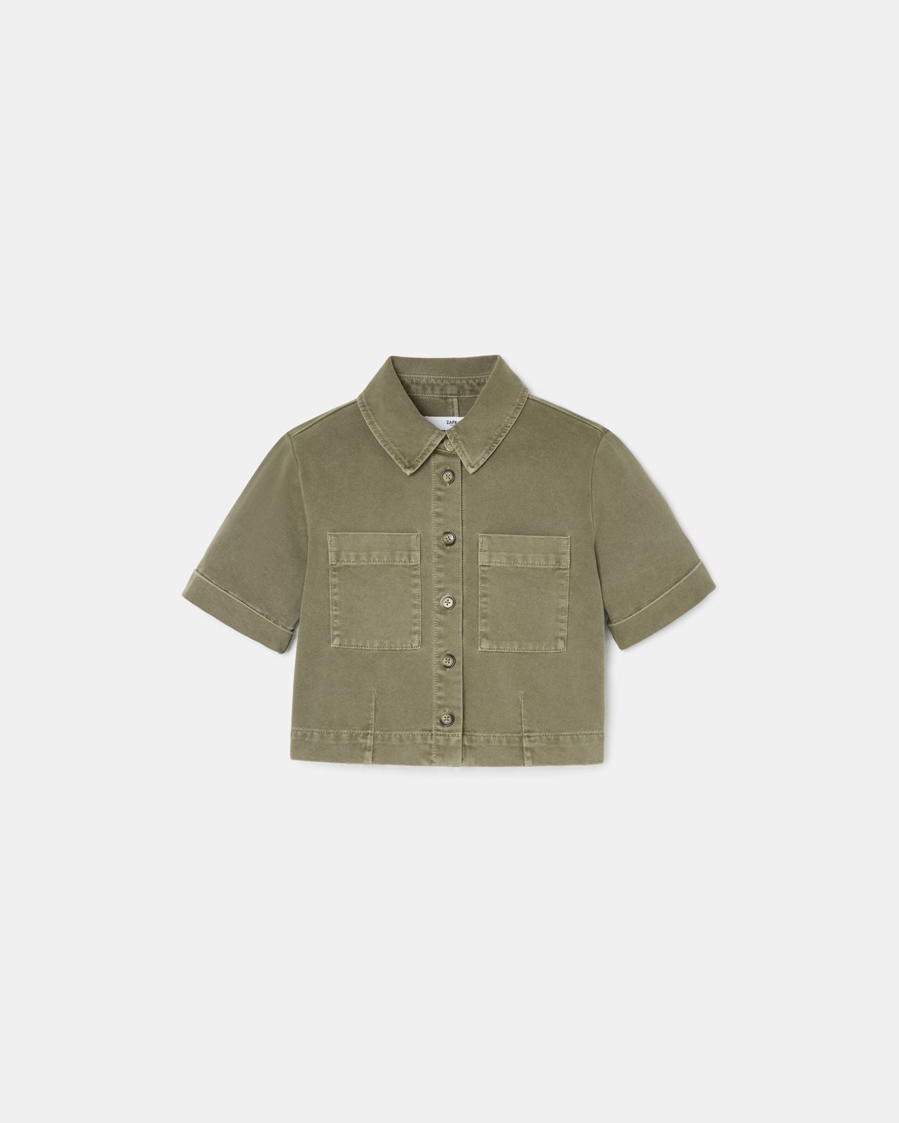 Straight khaki denim shirt_4