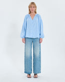 Chemise fluide en coton bleue ciel_4