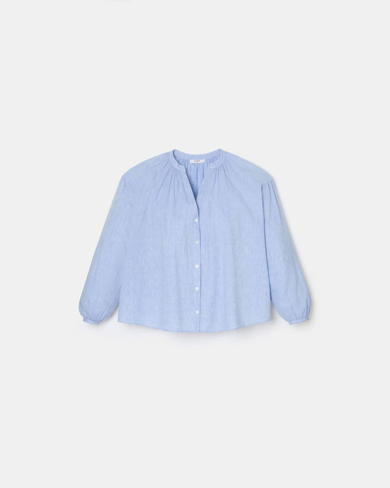 Chemise fluide en coton bleue ciel_5
