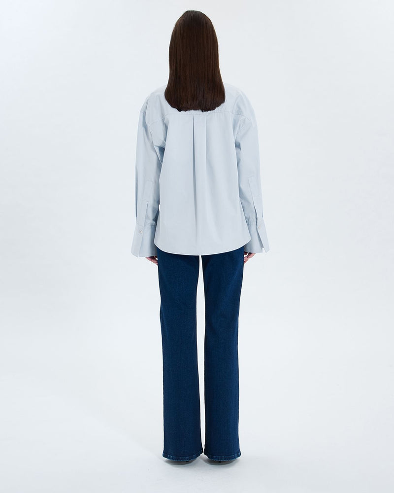 Chemise en popeline bleu ciel_3