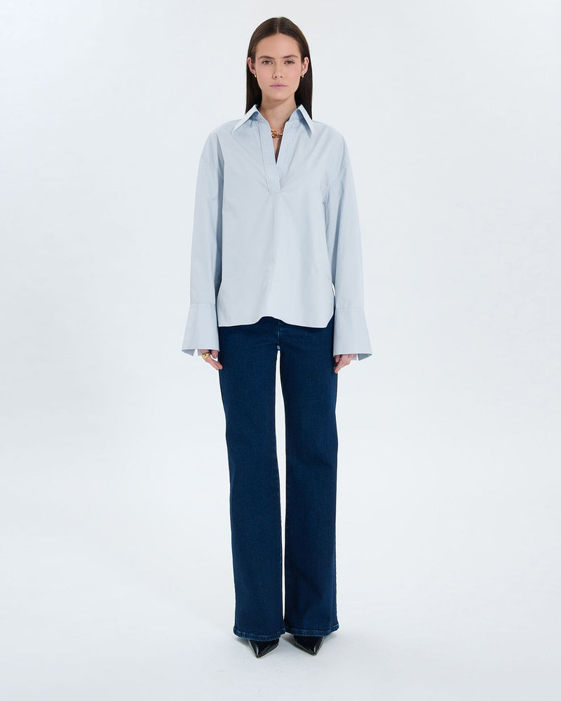 Chemise en popeline bleu ciel_4