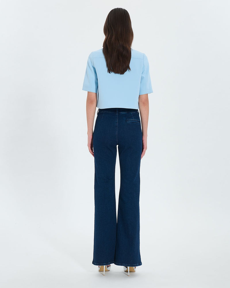Chemise courte en crêpe bleu ciel_3