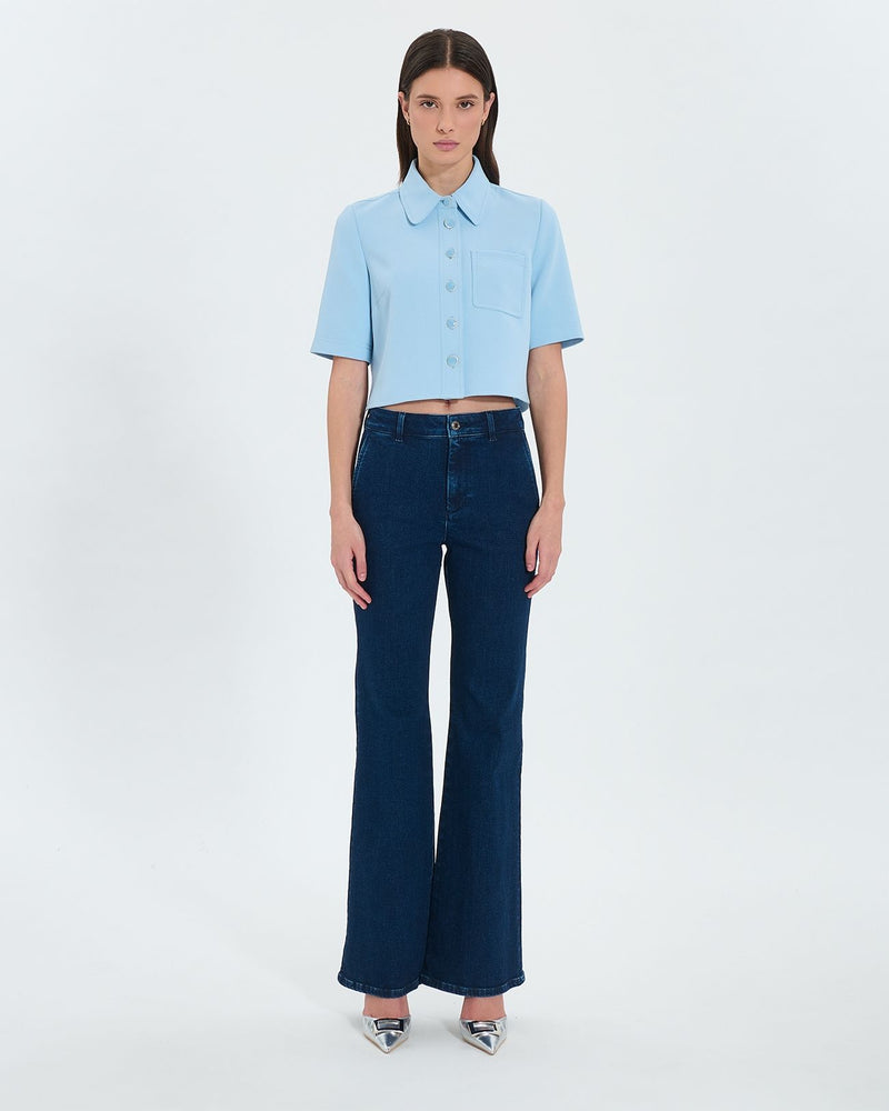 Chemise courte en crêpe bleu ciel_4
