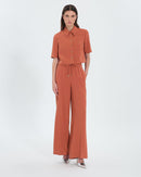 Chemise courte en crêpe brique_2