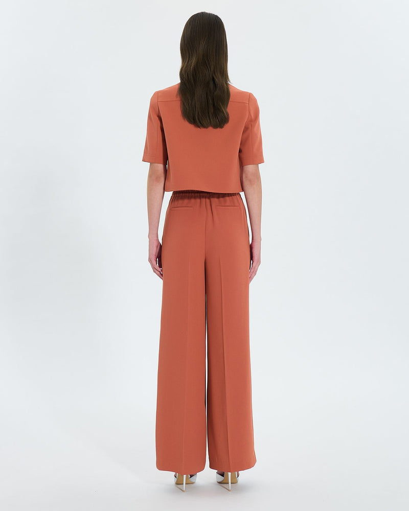 Chemise courte en crêpe brique_3