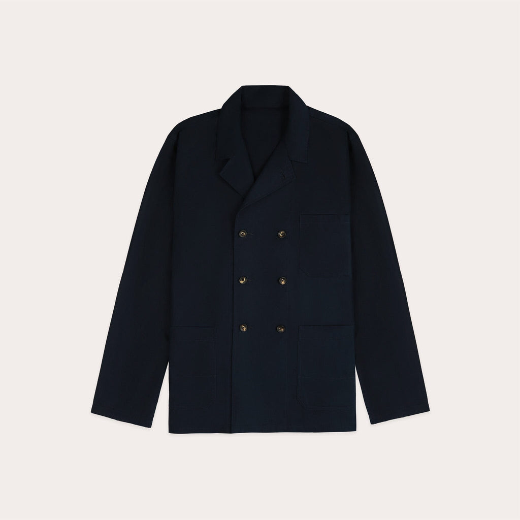 Double-Breasted Cotton Work Jacket Navy