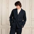 Veste De Travail Croisée En Coton Marine