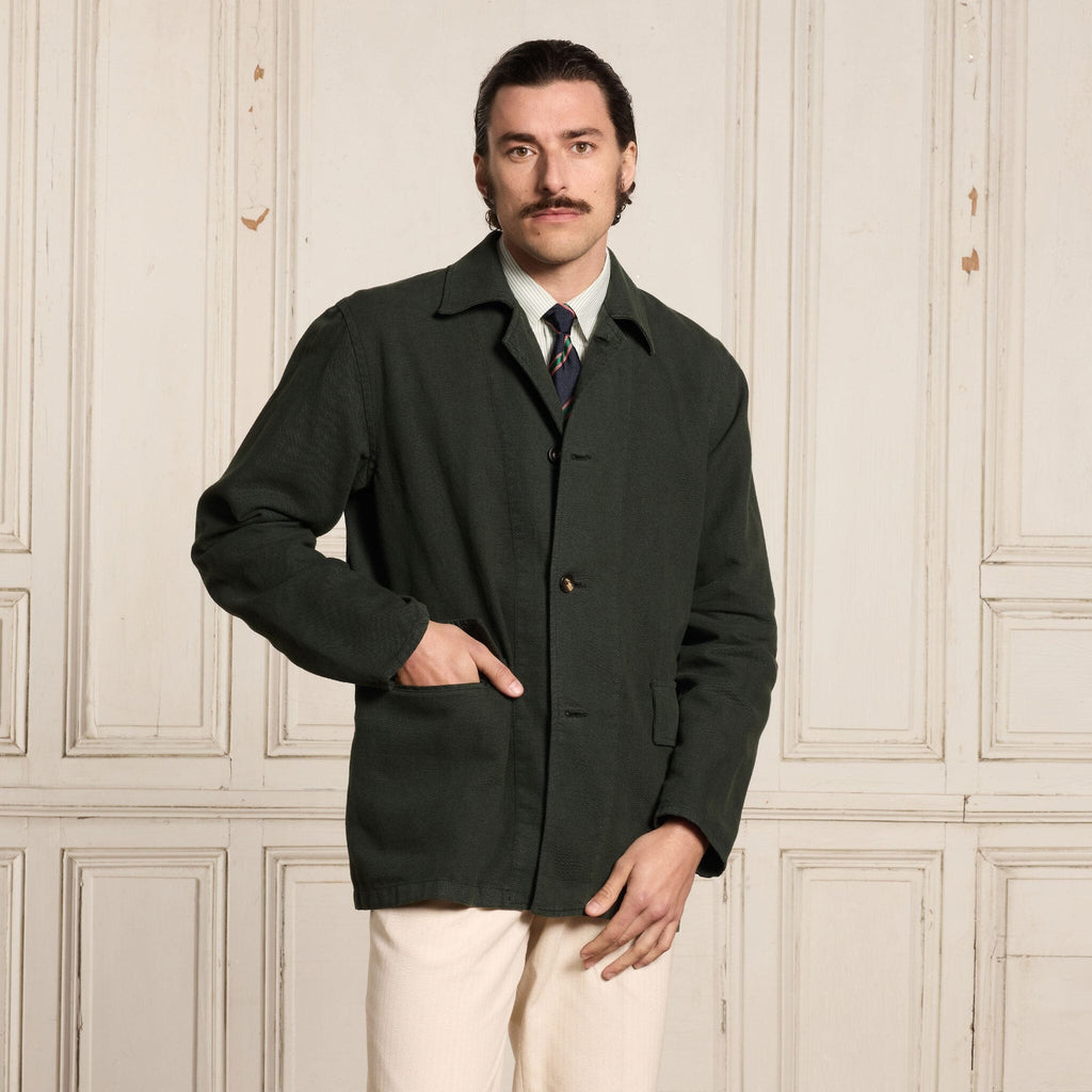 Veste De Travail En Coton Et Lin Verte