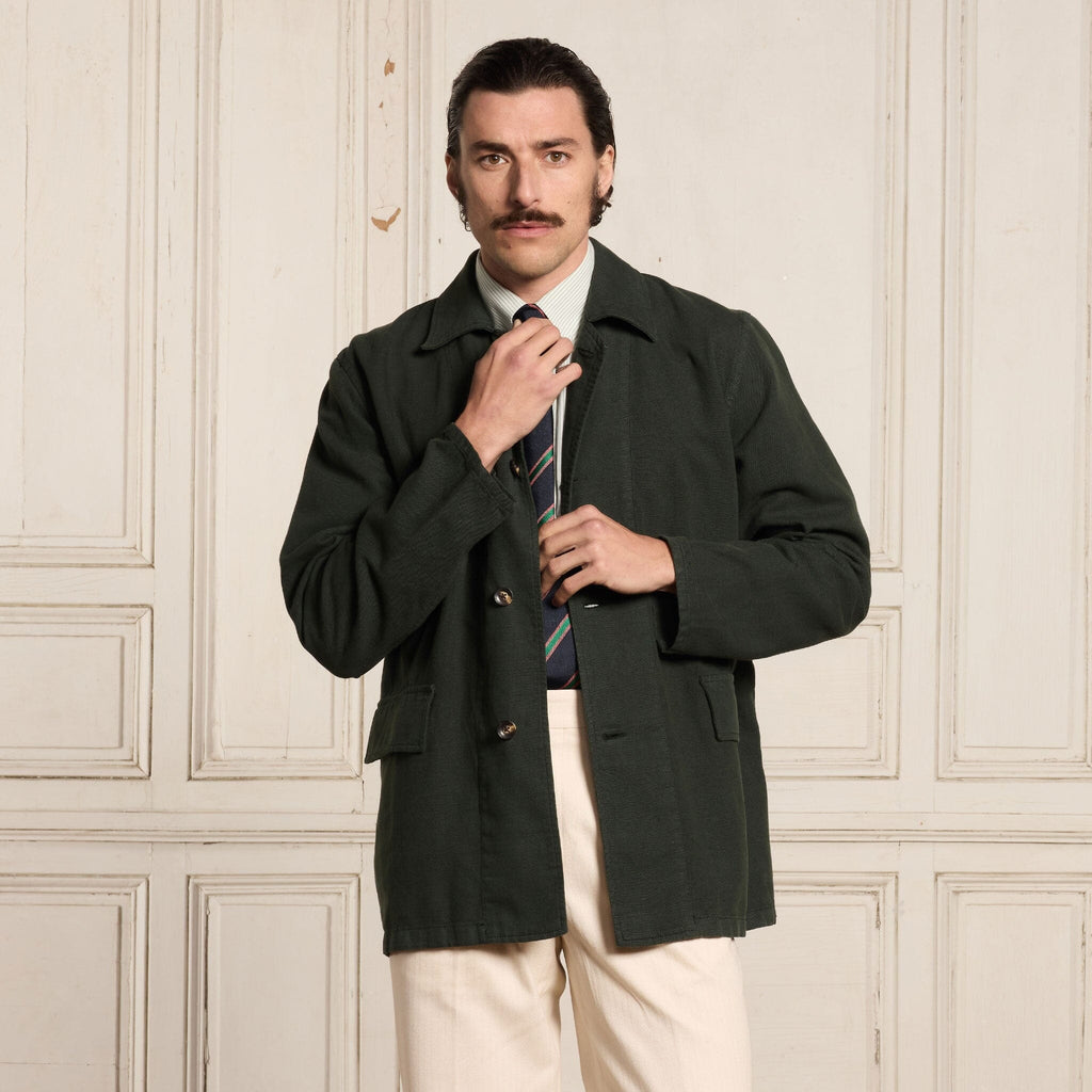 Veste De Travail En Coton Et Lin Verte