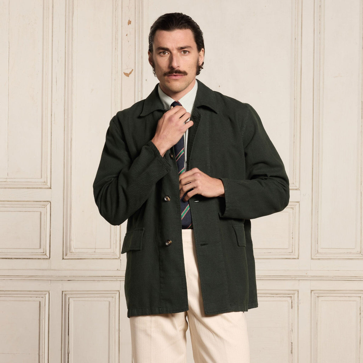 Veste De Travail En Coton Et Lin Verte