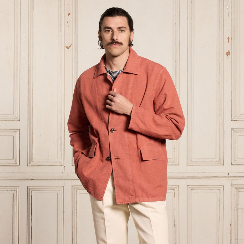 Veste De Travail En Coton Et Lin Corail