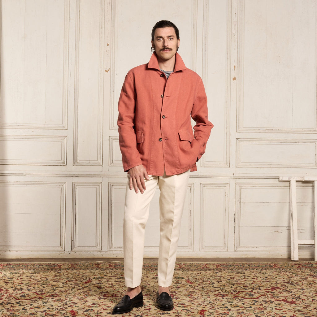 Veste De Travail En Coton Et Lin Corail