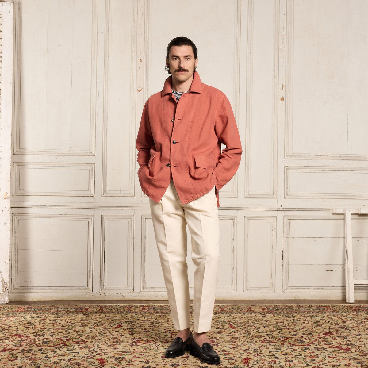 Veste De Travail En Coton Et Lin Corail