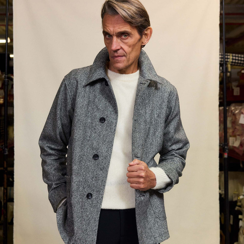 Veste De Travail En Laine Nattée Grise