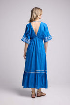 Vestido largo con manga media - Azul