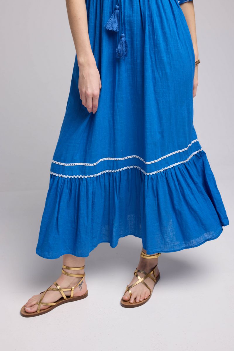 Vestido largo con manga media - Azul