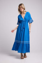 Vestido largo con manga media - Azul