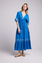 Vestido largo con manga media - Azul