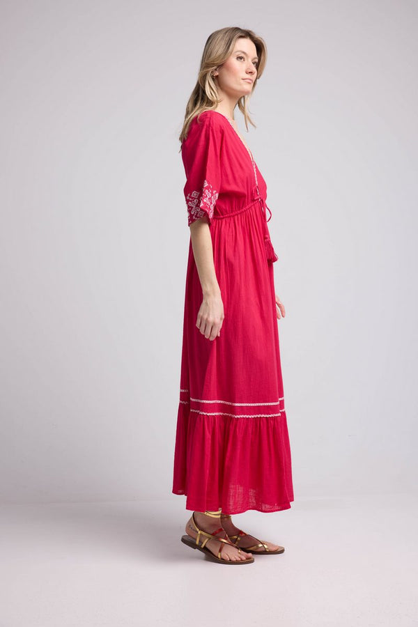 Robe Long Manches Mi-Longues - Rose