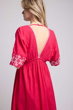 Mid-Length Sleeve Long Dress - Pink