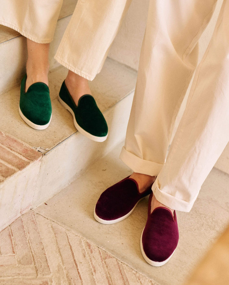 Chausson Bruson - Velours Bordeaux - Homme