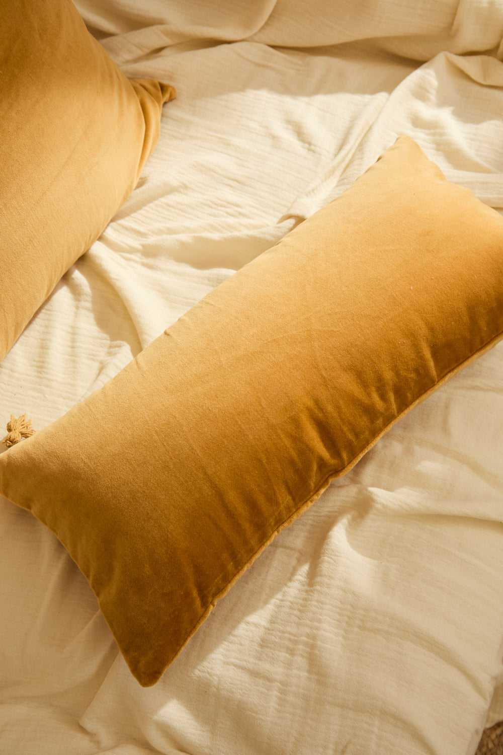Housse De Coussin Velour - Moutarde