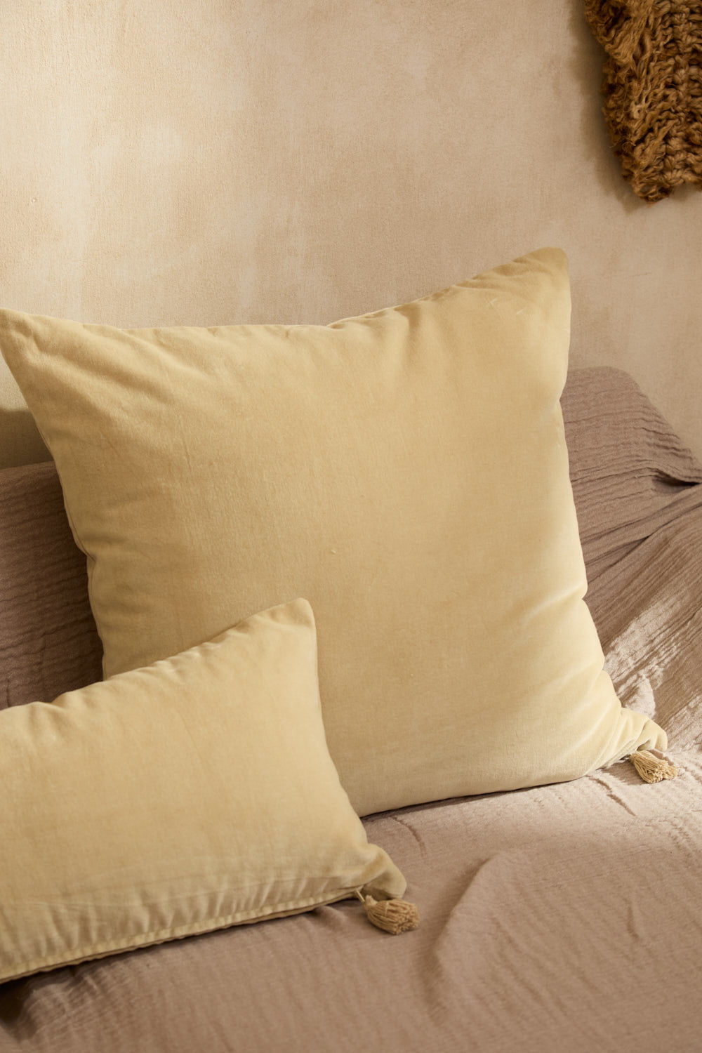 Housse De Coussin Velour - Ecru