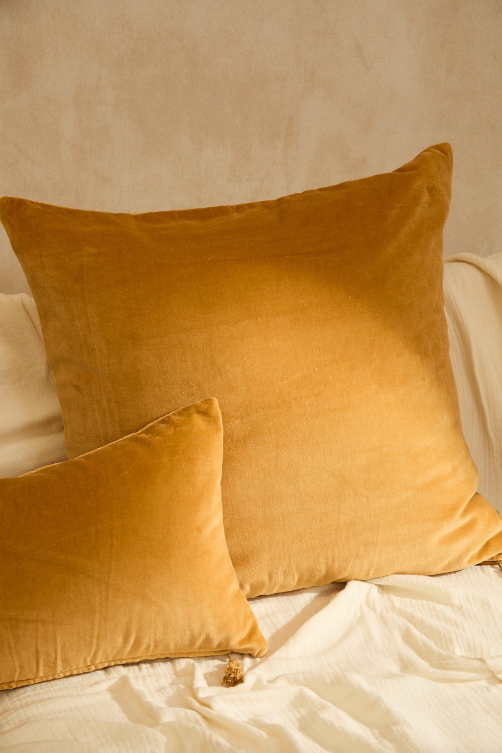 Housse De Coussin Velour - Moutarde