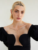 Collier Cravate Longue Venus Spinelle Noire