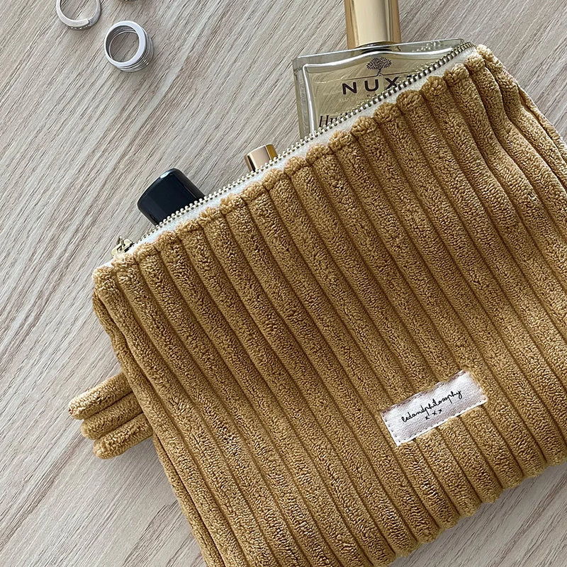 Trousse De Maquillage Velours Côtelé