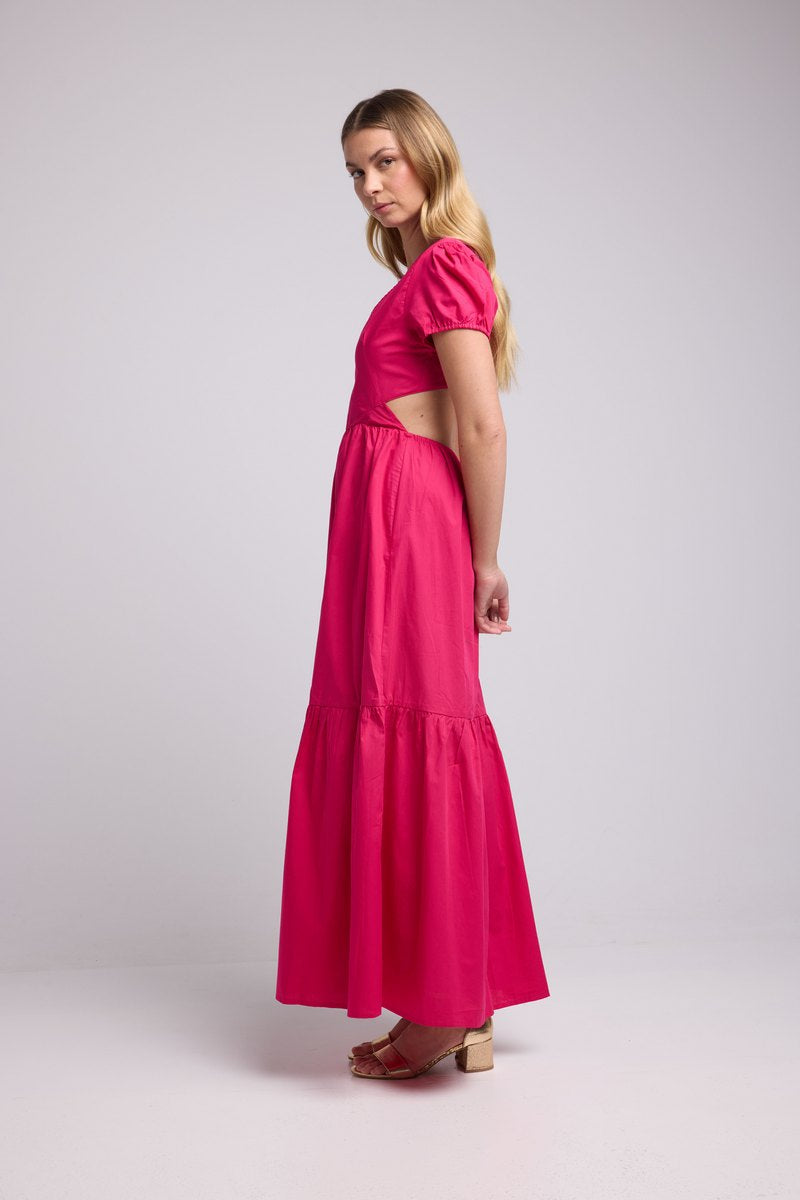 Robe Long Manches Courtes - Rose