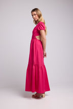 Robe Long Manches Courtes - Rose