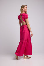 Robe Long Manches Courtes - Rose