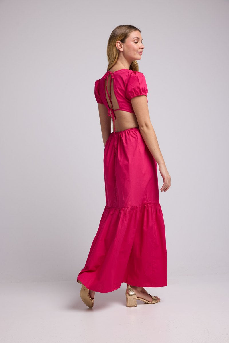 Robe Long Manches Courtes - Rose