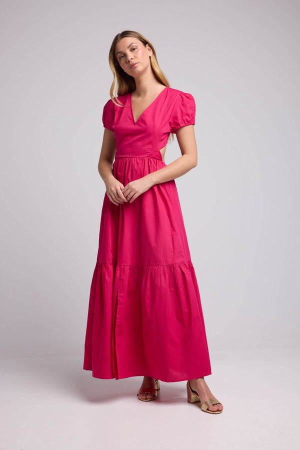 Vestido largo de manga corta - Rosa