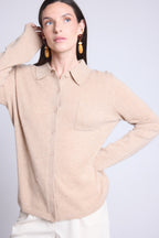 Chemise Boutonnee Femme Vera - Beige Creme - Femme - 100% Cachemire