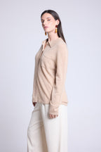 Chemise Boutonnee Femme Vera - Beige Creme - Femme - 100% Cachemire