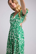 Robe Long Manches Courtes - Vert Blanc