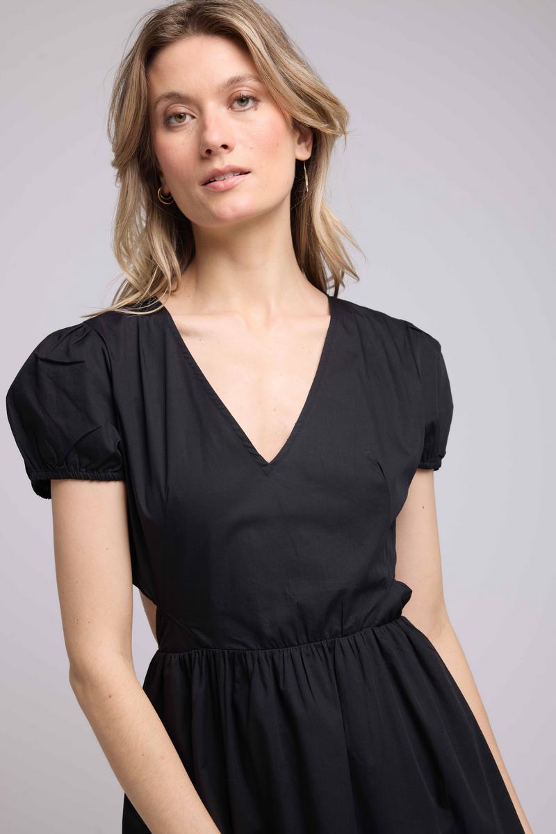Robe Long Manches Courtes - Noir