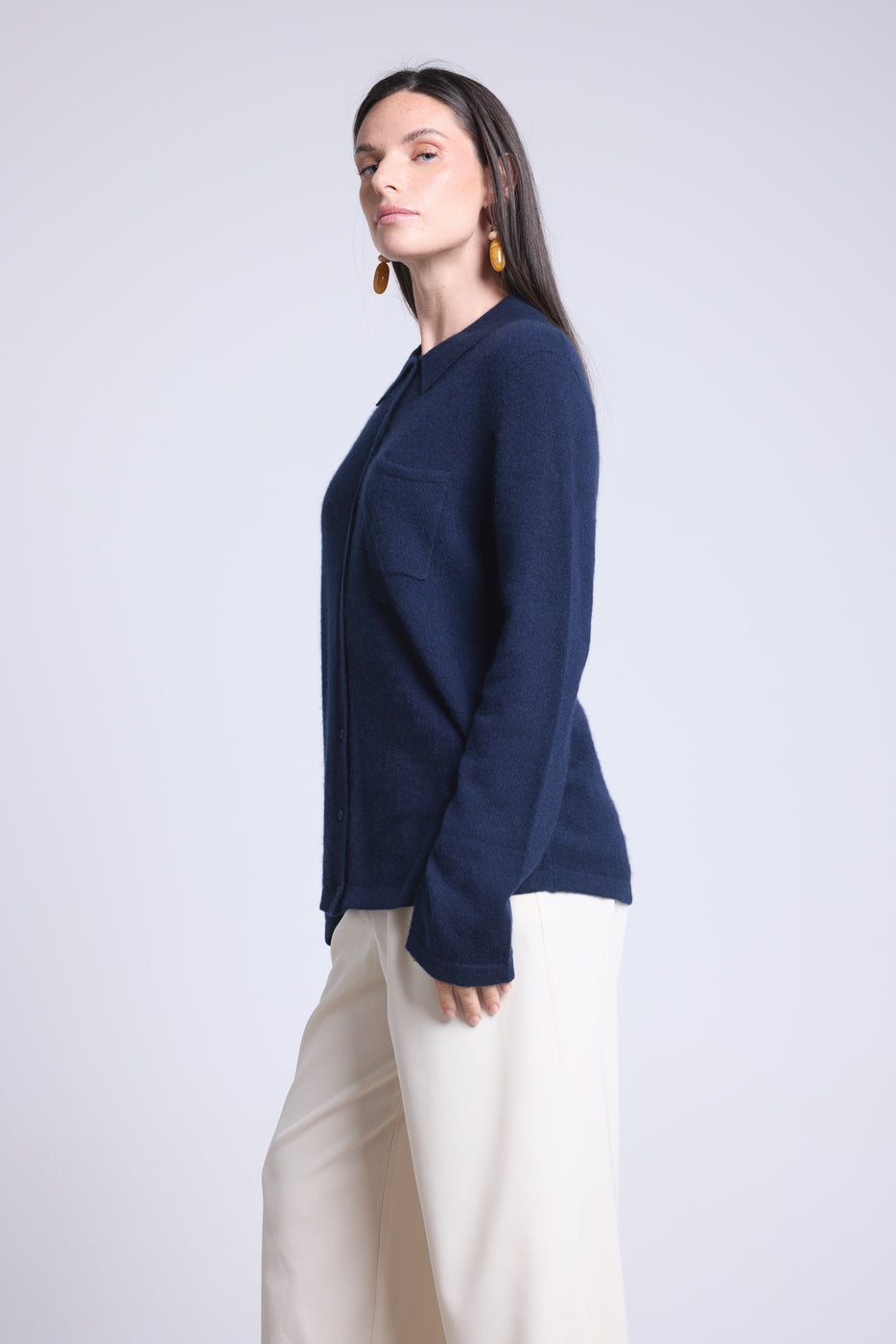 Vera Women's Buttoned Shirt - Navy Blue - Women