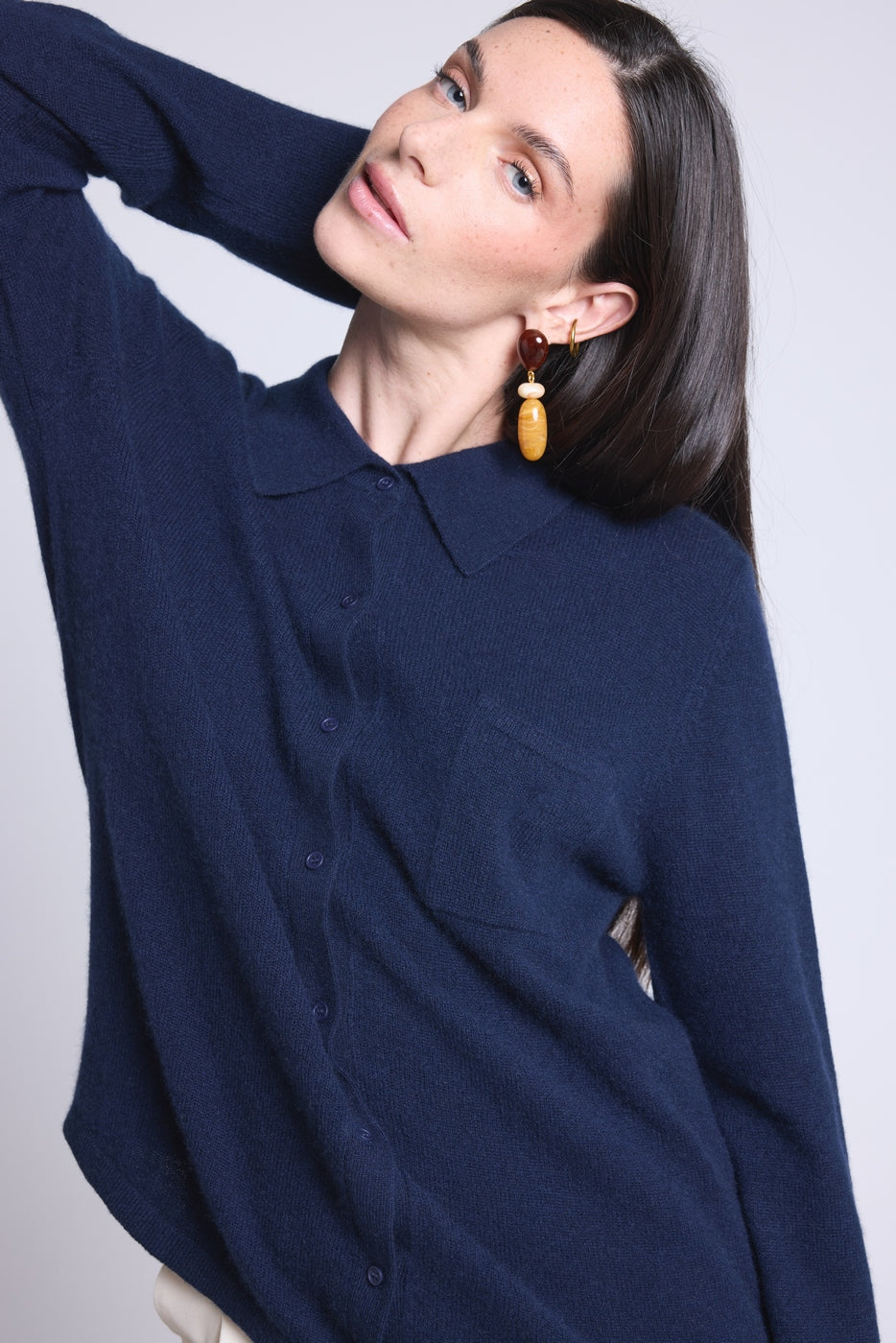 Vera Women's Buttoned Shirt - Navy Blue - Women