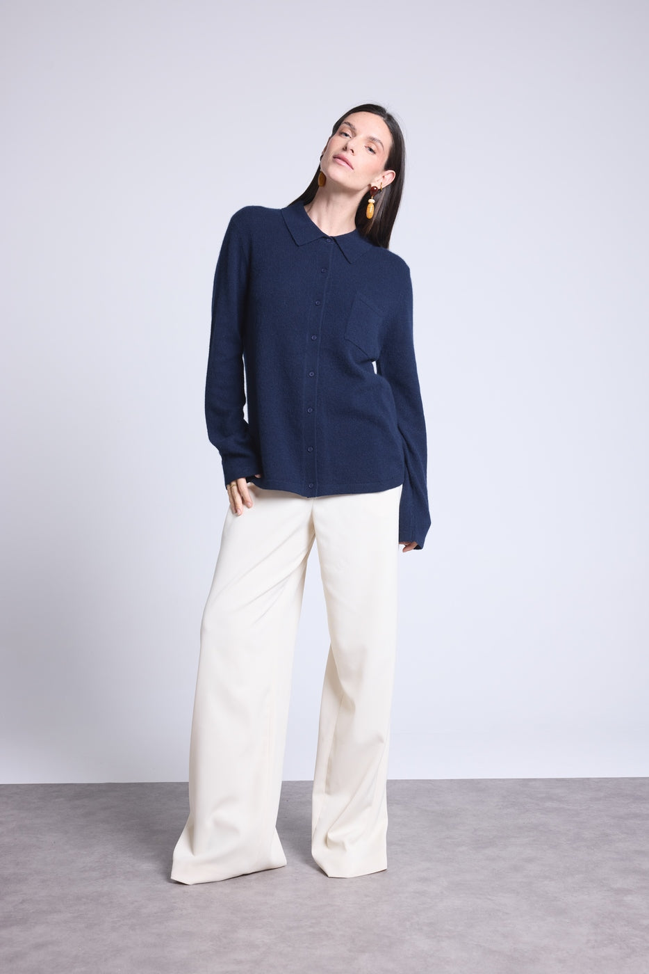 Vera Women's Buttoned Shirt - Navy Blue - Women