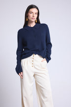 Vera Women's Buttoned Shirt - Navy Blue - Women