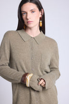 Chemise Boutonnee Femme Vera - Vert Khaki - Femme - 100% Cachemire