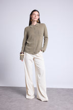 Chemise Boutonnee Femme Vera - Vert Khaki - Femme - 100% Cachemire