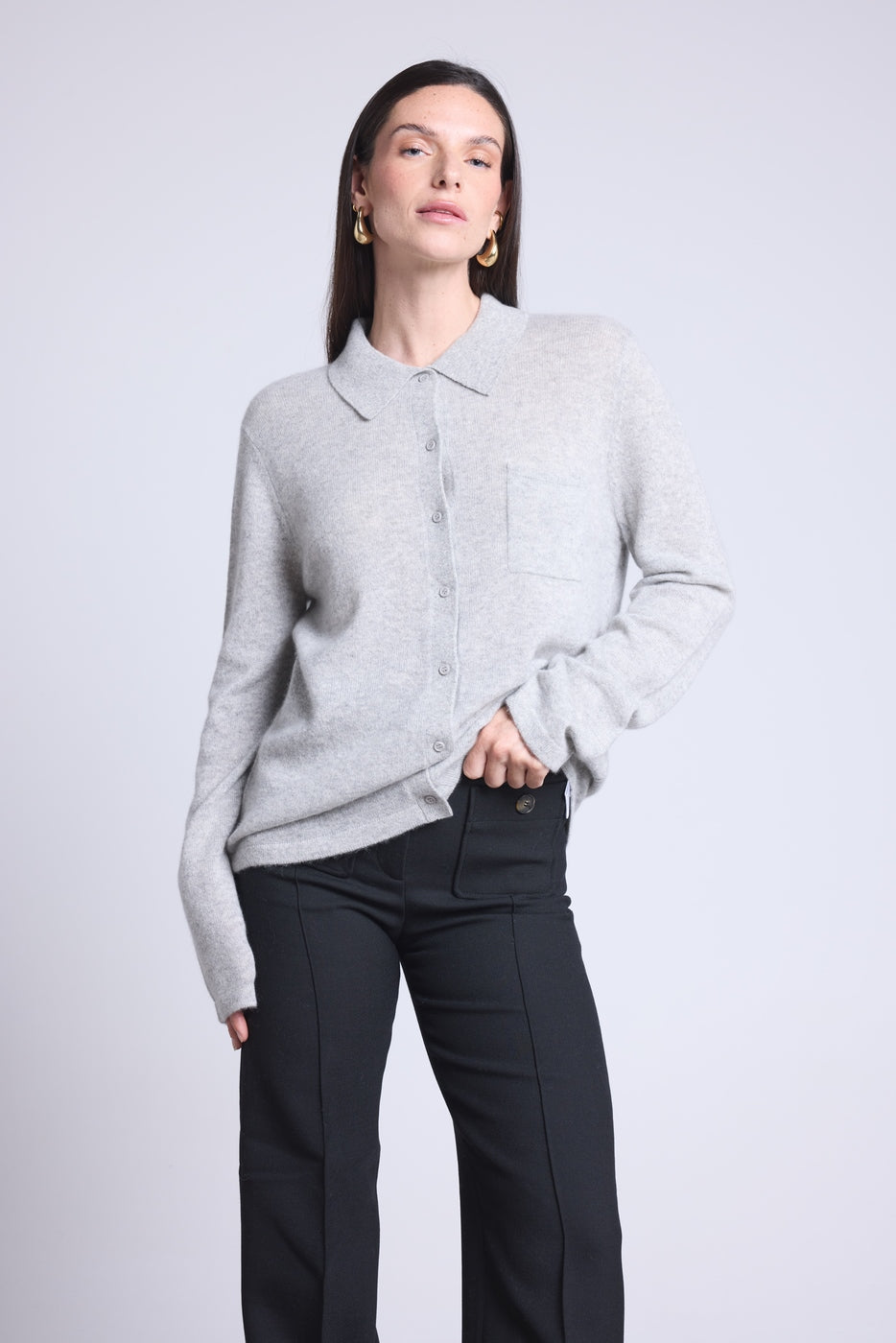 Camisa abotonada Vera para mujer - Gris perla - Mujer