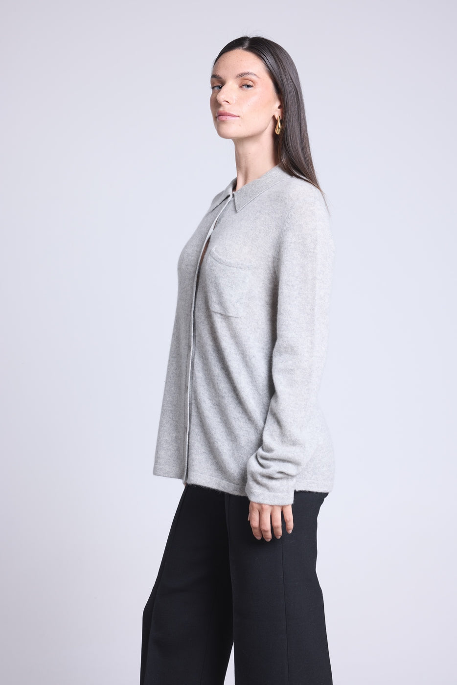 Camisa abotonada Vera para mujer - Gris perla - Mujer