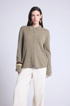 Chemise Boutonnee Femme Vera - Vert Khaki - Femme - 100% Cachemire