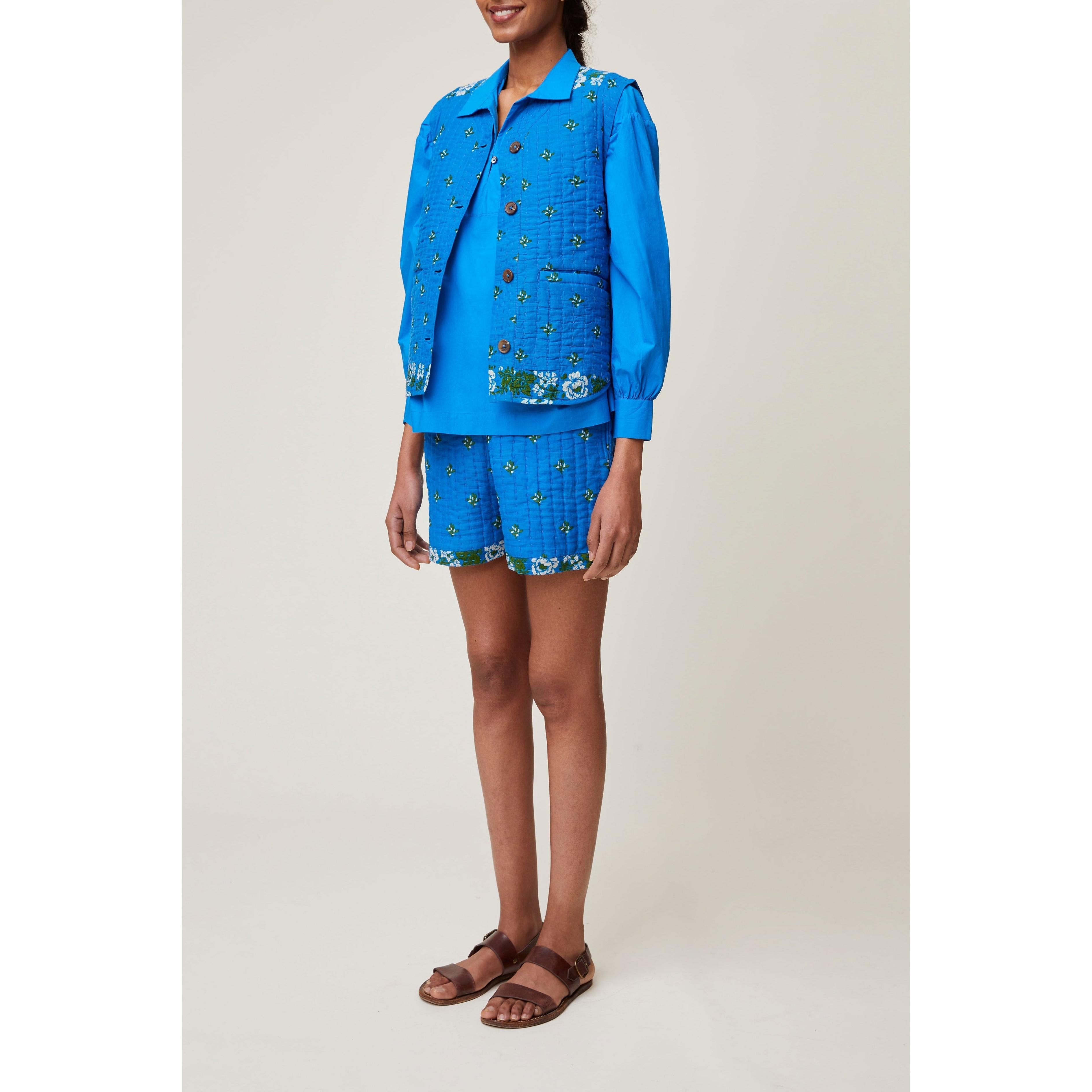 Chaleco Paula N°742 - Patchwork Blue Worker