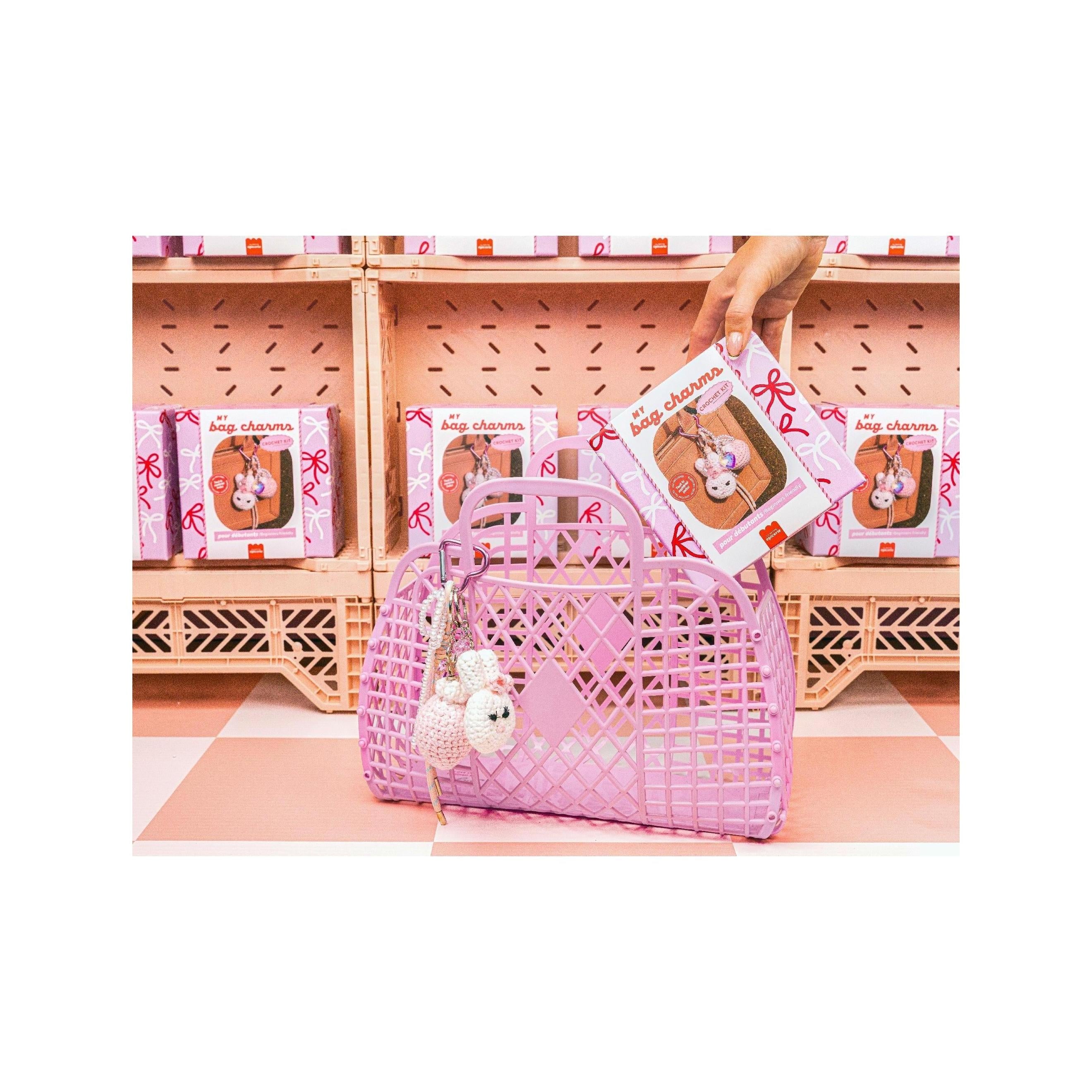 Kit de ganchillo para principiantes - Charms para bolsos - Glam Pink